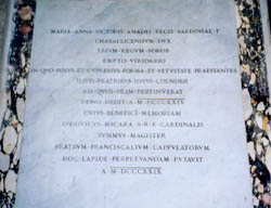 Maria Anna di Savoia inscription
