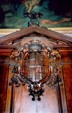 Arms of King Henry IX and I on the choir stalls