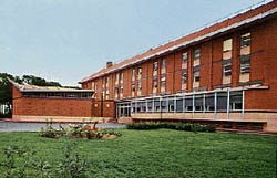 Exterior with chapel at left