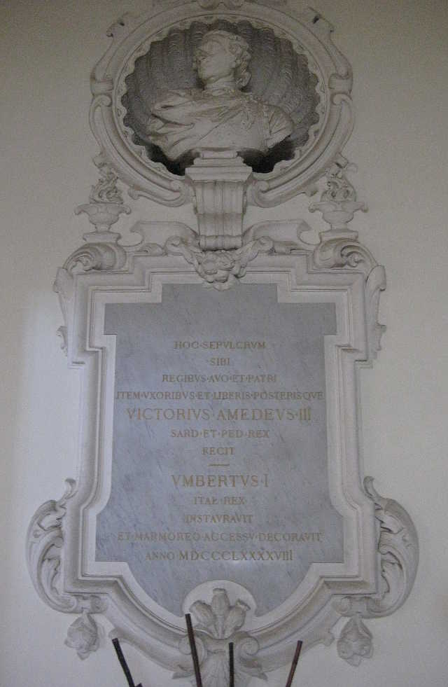 Bust and memorial to King Victor Amadeus III of Sardinia