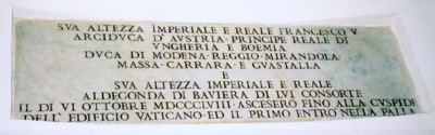 King Francis I and Queen Adelgunda inscription, 1858