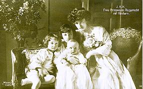 The Duchess of Cornwall and Rothesay with her three sons, 1909