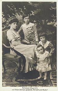 The Duchess of Cornwall and Rothesay with her three sons, 1909